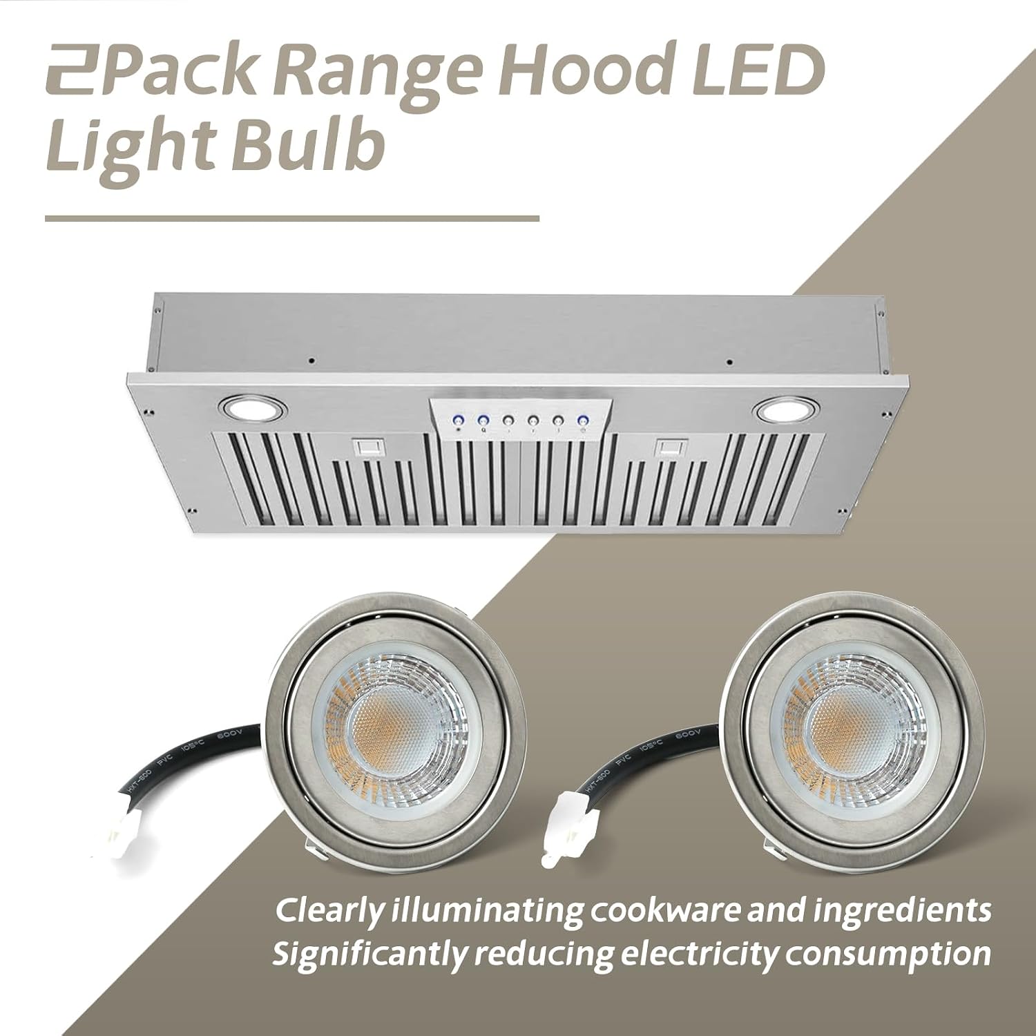 ON-E01-32 Range Hood Light Bulbs Replacement 12VDC 3W 3000K Cooker Hood LED Light Bulb Compatible with RH-IT RH-BQ RH-SP06 RH-SP08-N, 3000K Warm Yellow, Better Heat Dissipation, 2-Pack