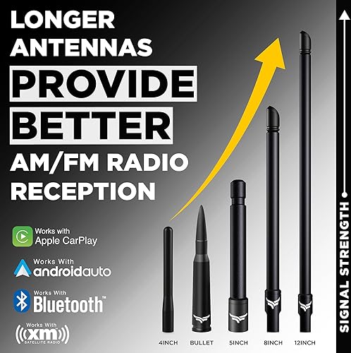 Miniatura 8 de EcoAuto 50 Cal Badass Bullet Antenna® - Personalizado y grabado personalizado - Accesorios universales para camiones para Ford, Dodge, GMC, Chevy,