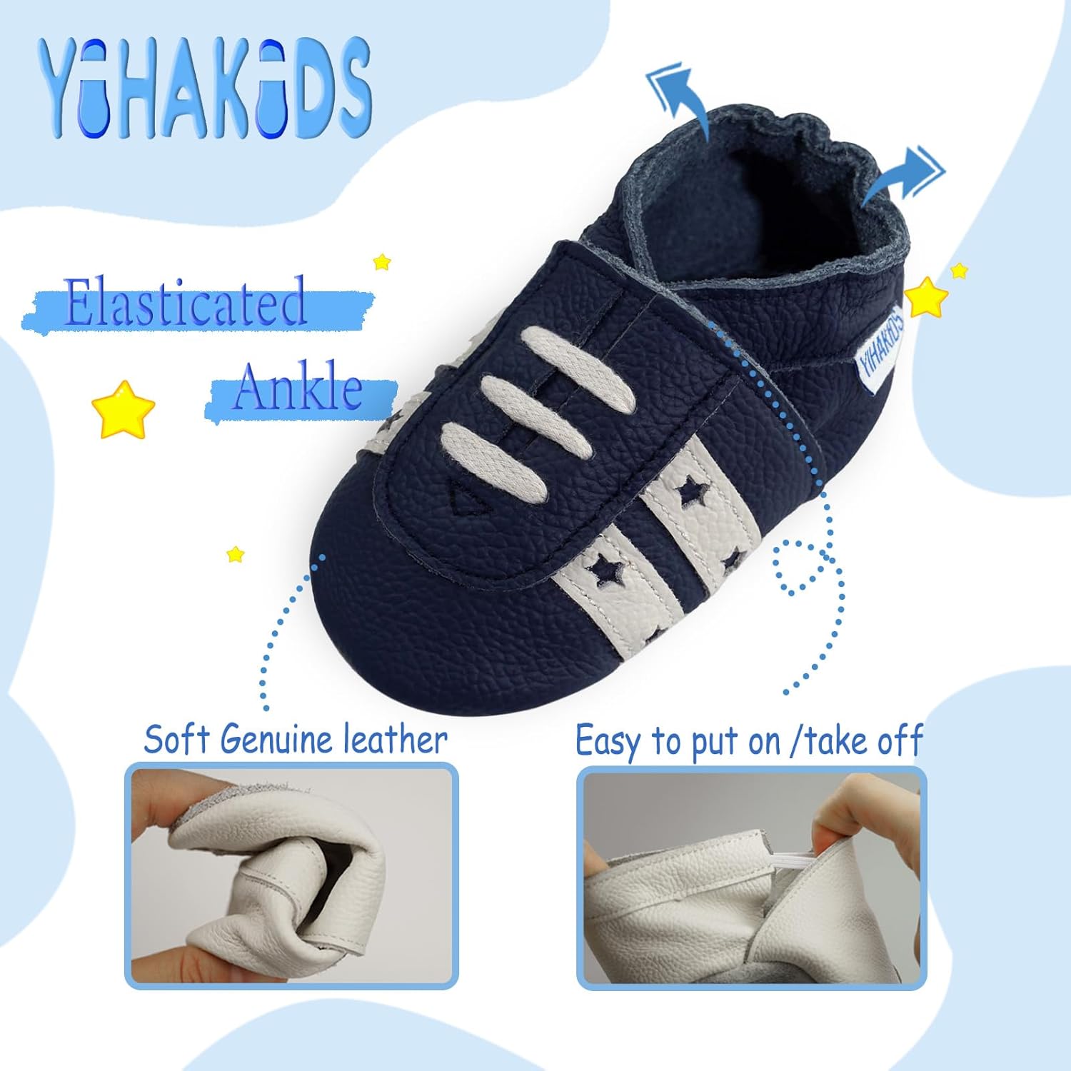 YIHAKIDS Soft Leather Baby Shoes Boys Girls Moccasins First Walking Crib Shoes Soft Sole Walking Shoes Sneakers for Infant Toddlers 0-24 Months - Image 4