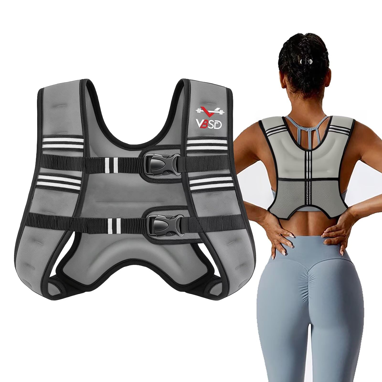 VBSD Weighted Vest Woman 20LB Weight Vest for Women Men Body Weight Vests for Walking Strength Training Running Workout Jogging Fitness Grey