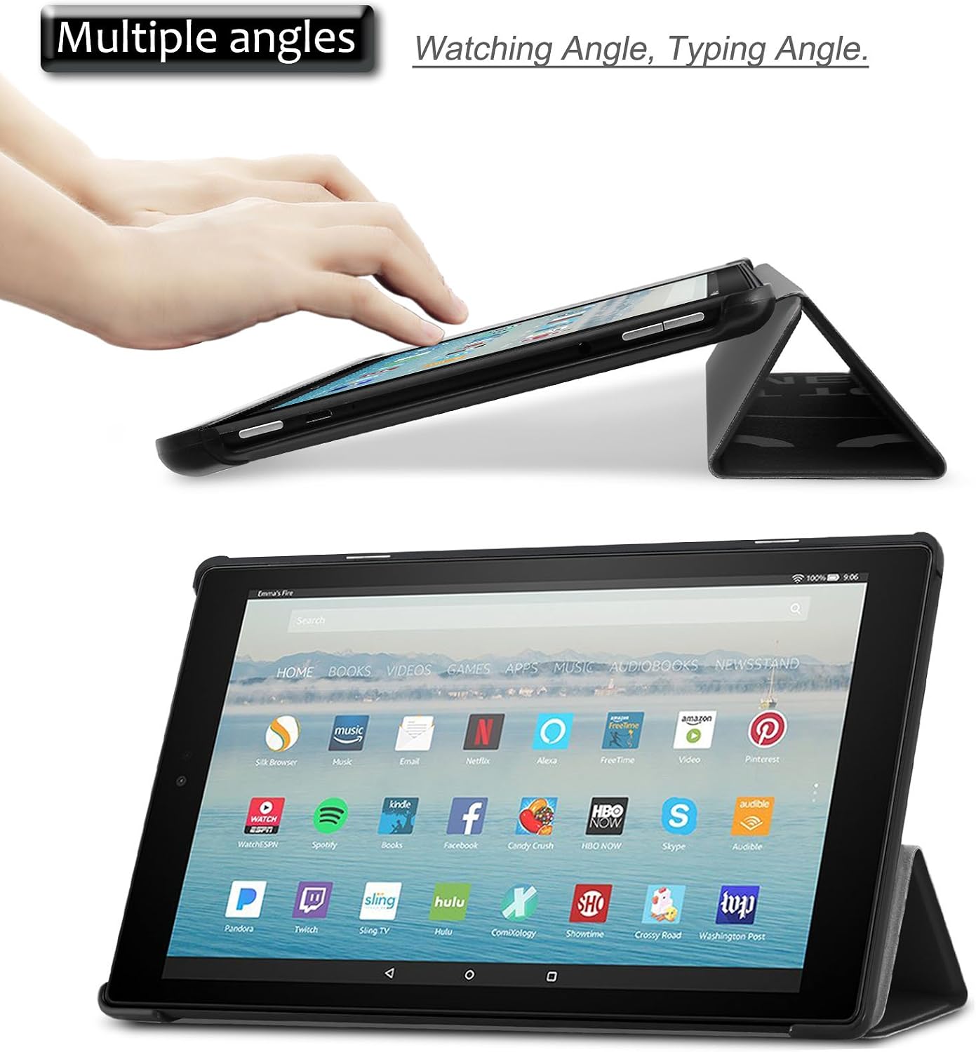 Infiland All-New Fire HD 10 2017 Case - Tri-Fold Ultra Slim Stand Smart Case Cover with Auto Sleep/Wake for All-New Amazon Fire HD 10 (7th Generation, 2017 Release), Not Touch