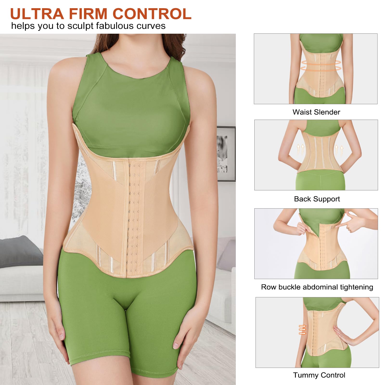 Waist Trainer Donna, Pancera Contenitiva Donna Corsetto Stringivita Fascia Contenitiva Pancia Cintura Post-Parto Cintura Modellante a Forma di U