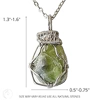 Vista 64 de NEW Designs by Nature Gems Handmade Fire Opal Necklace, October Birthstone Jewelry, With 24 Inch Silver Plated Chain, With a Gift Box, Handmade in