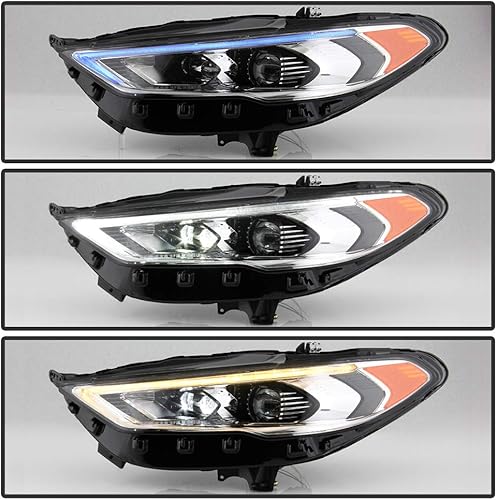 Miniatura 5 de ACANII - Para halógeno con lámpara de firma solamente 2017-2020 Ford Fusion Sequential Signal Blue StartWhite LED DRL Faros delanteros