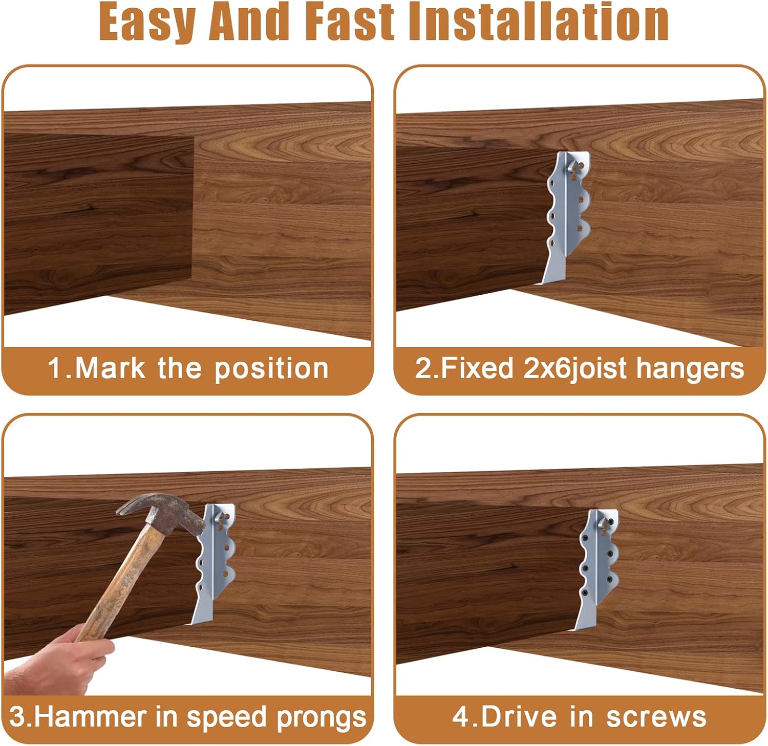 2x6 Joist Hangers Galvanized 20 Pcs,16 Gauge Face Mount Joist Hanger