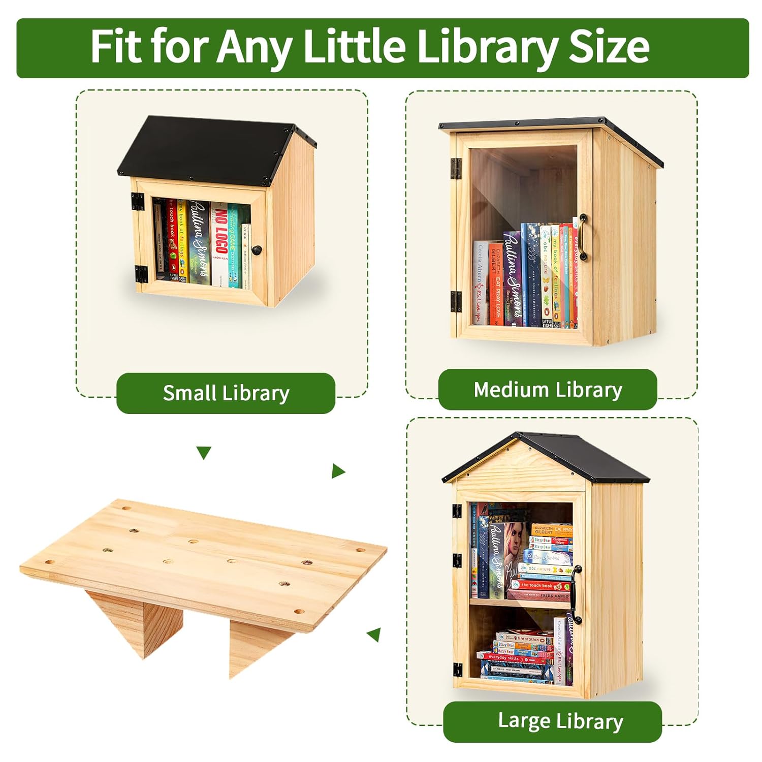 Little Library Mount, 11.8x8x4" Little Library Box Bracket Holder with Pre-Drilled Holes & Grooved Top & Screws, Fits 4x4 Post, Easy Installation for Neighborhood School Community Book Sharing Box