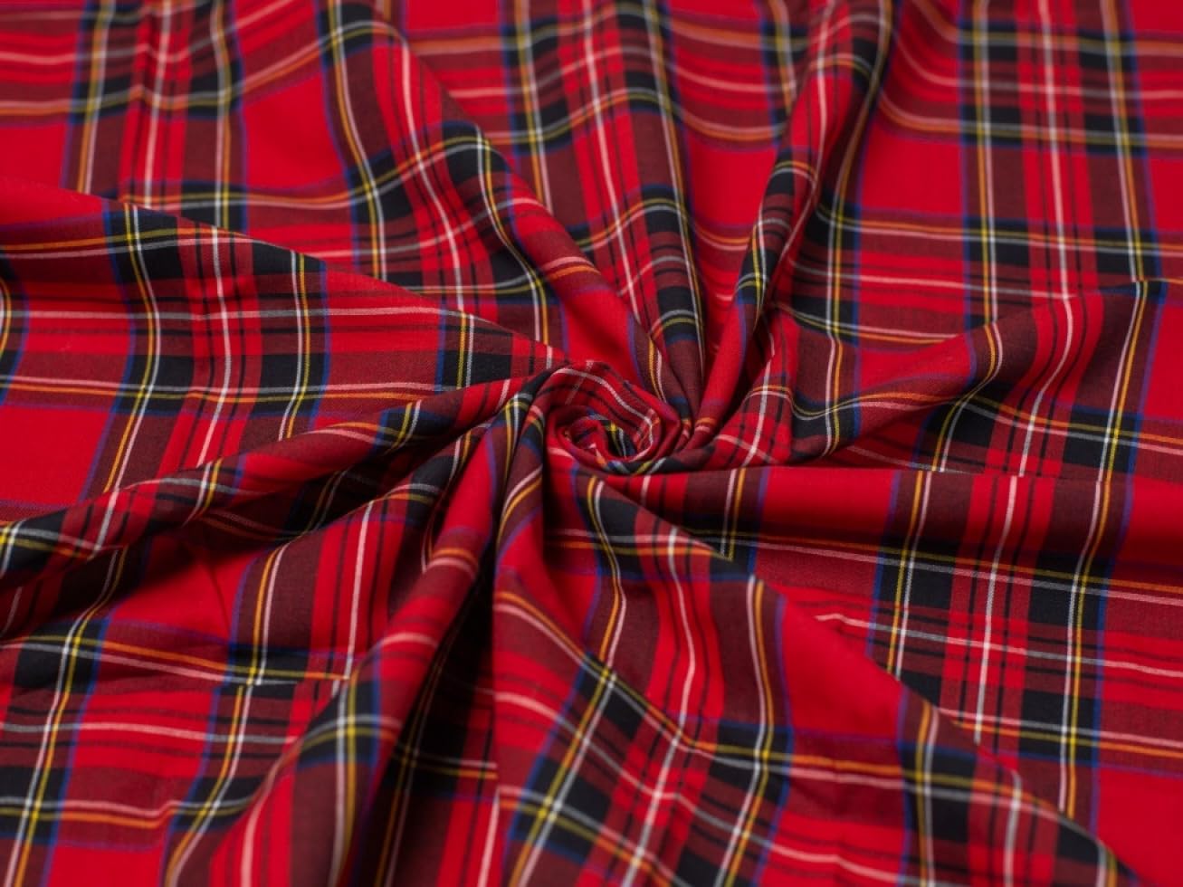 Minerva Red Crafts Cotton Poplin Tartan Dress Fabric - Per Metre