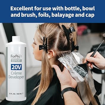 ForPro Expert 20 Volume Creme Developer, 32 Fl Oz for Hair Lightening, Gray Coverage & Color Deposit with Standard Lift