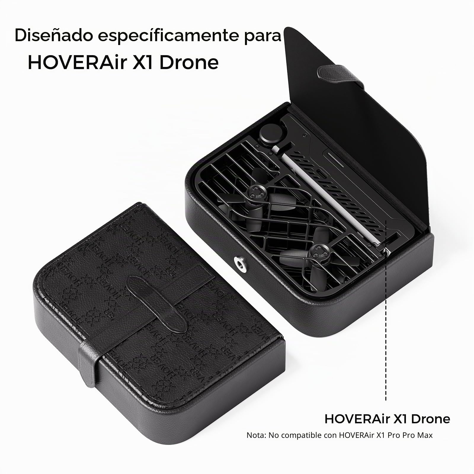 HOVERAir Caja Portátil Negra de 105 g X1 Drone, 13.7×9.7×4 cm, de PU, Impermeable, Resistente al Polvo e Impactos.