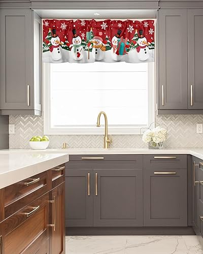 Miniatura 5 de Cenefas de muñeco de nieve de Navidad para cocina, cafetería, árbol de Navidad de invierno, copos de nieve, cenefa de ventana de dibujos animados,