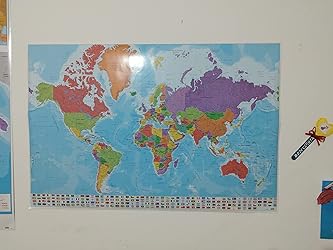 Mappamondo Da Parete In Italiano - Poster Planisfero 61x91.5 Cm Per Decorazione - Foto 9