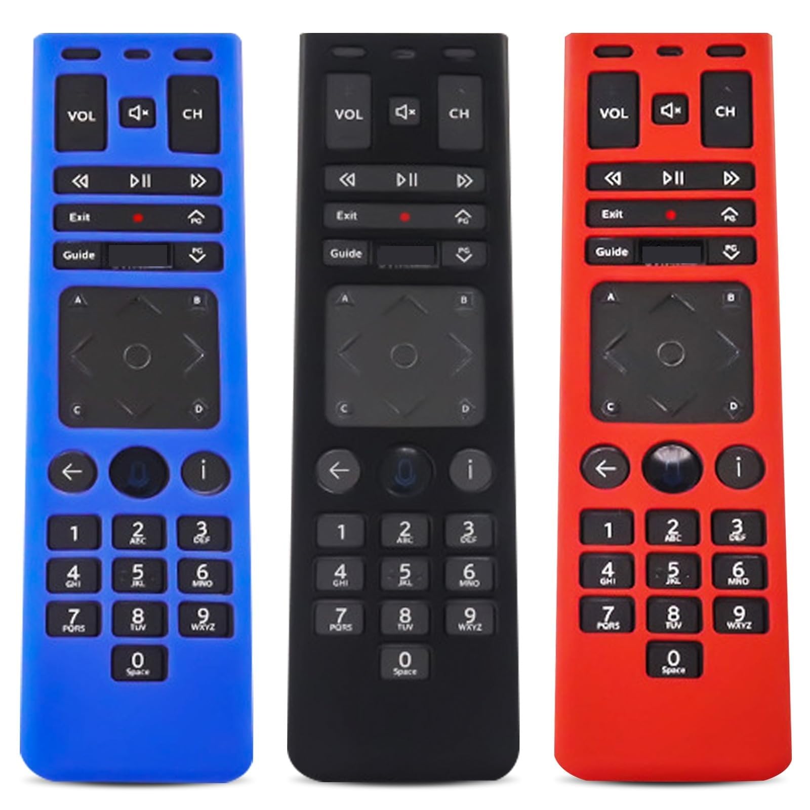 Silikon-Schutzhülle für Xfinity Comcast XR15 Sprachfernbedienung, leicht, rutschfest, stoßfest, Silikon, Blau, Schwarz und Rot, 3 Stück