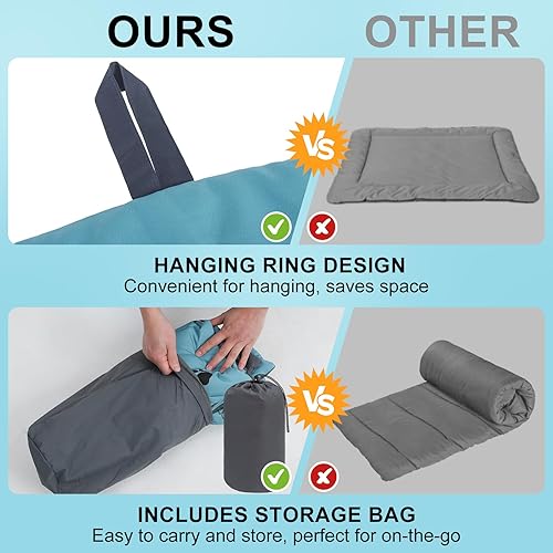 Miniatura 9 de BEAUTYZOO Cama para perros para exteriores, impermeable, cama reversible para perros, cama de viaje portátil con bolsa de transporte, lavable a