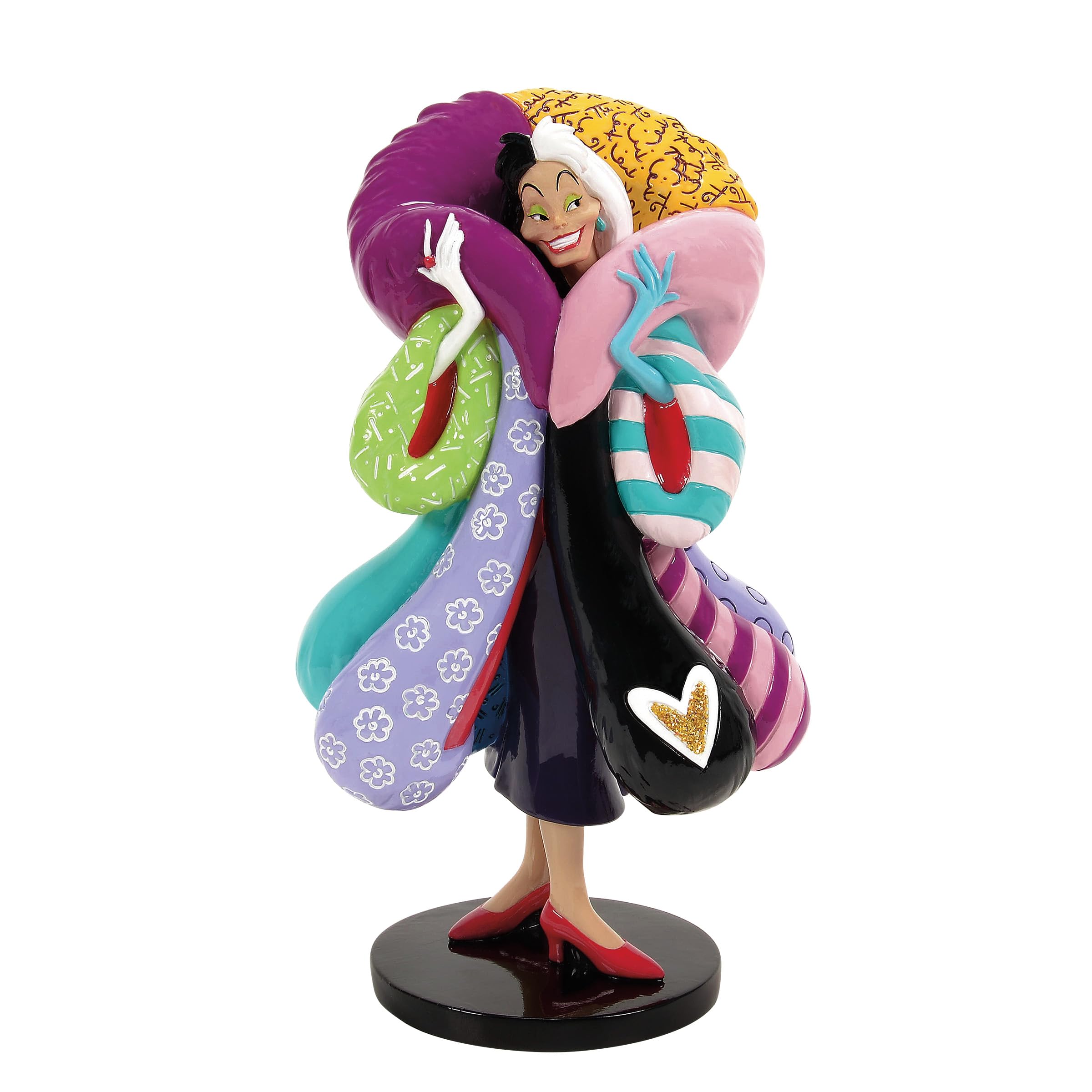 Enesco Disney Britto 101 Dalmatians Cruella de Vil Grinning Figurine, 8.35 Inch, Multicolor