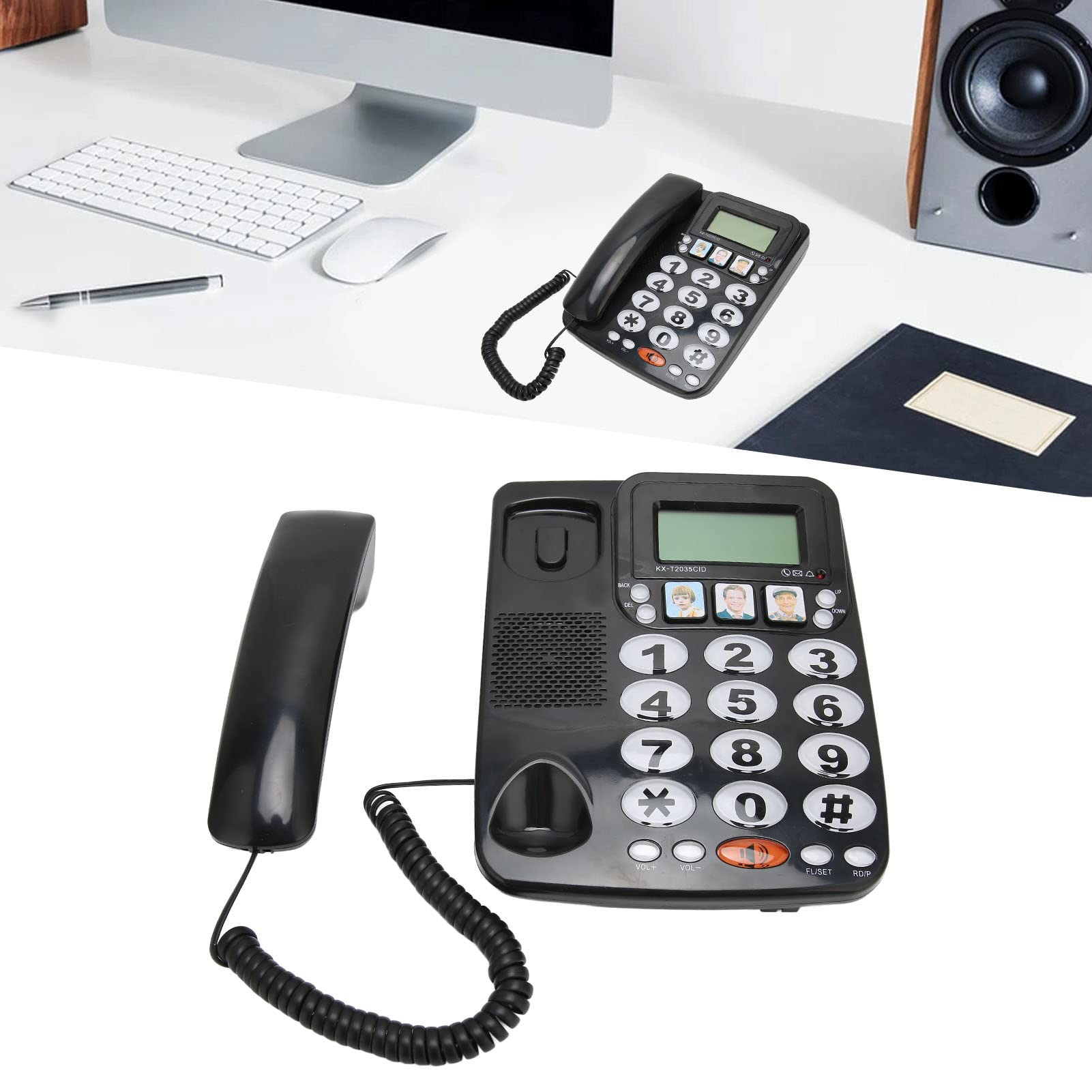 Schnurgebundenes Telefon, Festnetztelefon mit Großen Tasten für Senioren, One-Touch- für Sehbehinderte Kinder, Senioren, Dual-Port-Nebenstellentelefon für Home Hotel