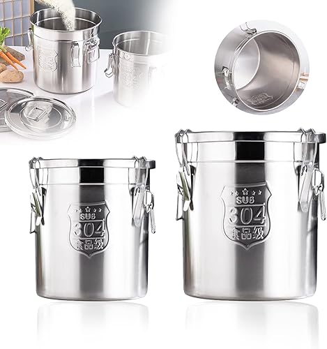 Miniatura 5 de Recipiente hermético de acero inoxidable cubo de acero inoxidable recipiente de cereales con tapa hermética y asas cubo de almacenamiento de