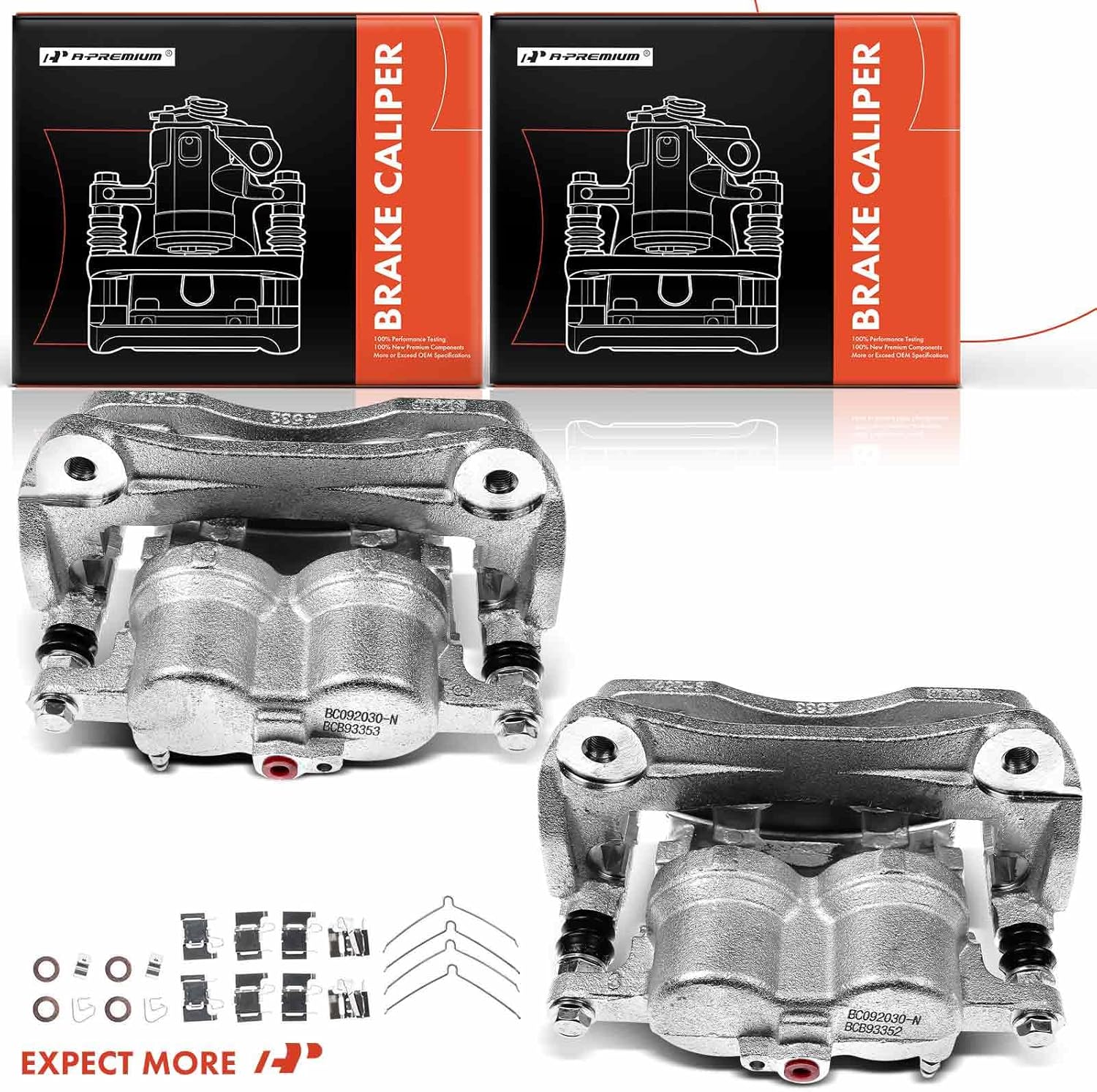 A-Premium Disc Brake Caliper Assembly with Bracket Compatible with Lexus and Toyota Models - NX200t, NX300, NX300h, RX350, RX450h, Highlander - Front Driver and Passenger Side, 2-PC Set