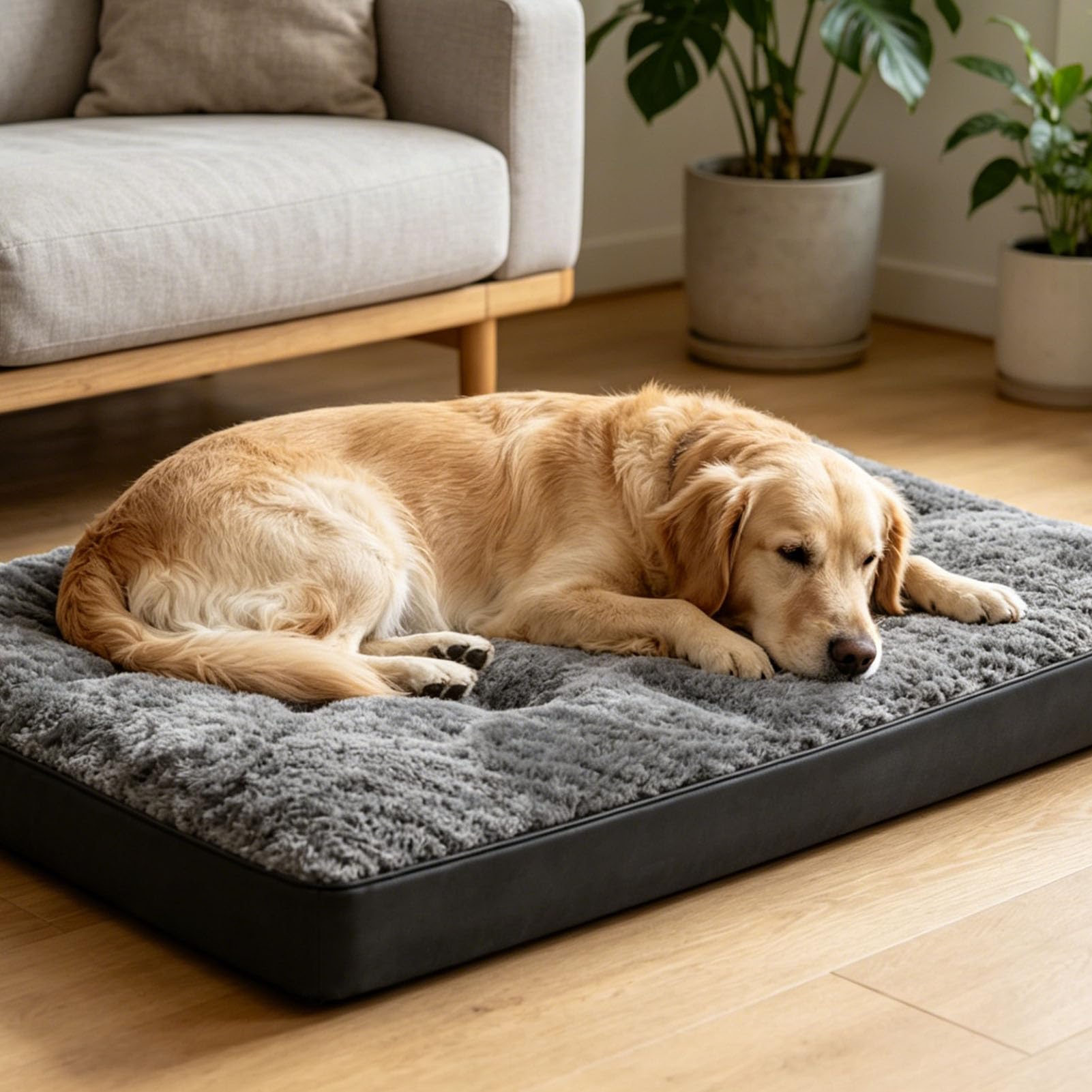 Naroote Lit de Cage pour Chien, Tapis de Couchage en Tissu Oxford en Peluche pour Animaux de Compagnie (104x68x8cm/40,9x26,8x3,1 Pouces)