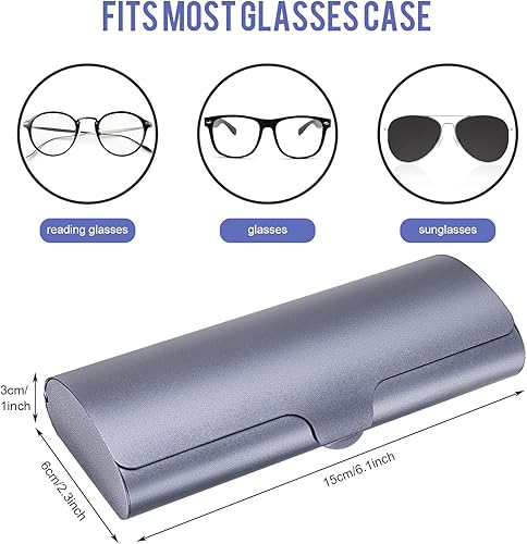 Miniatura 2 de Hifot Caso de aluminio para gafas, estuche delgado para gafas de lectura, estuche de carcasa rígida de protección para gafas de metal portátil