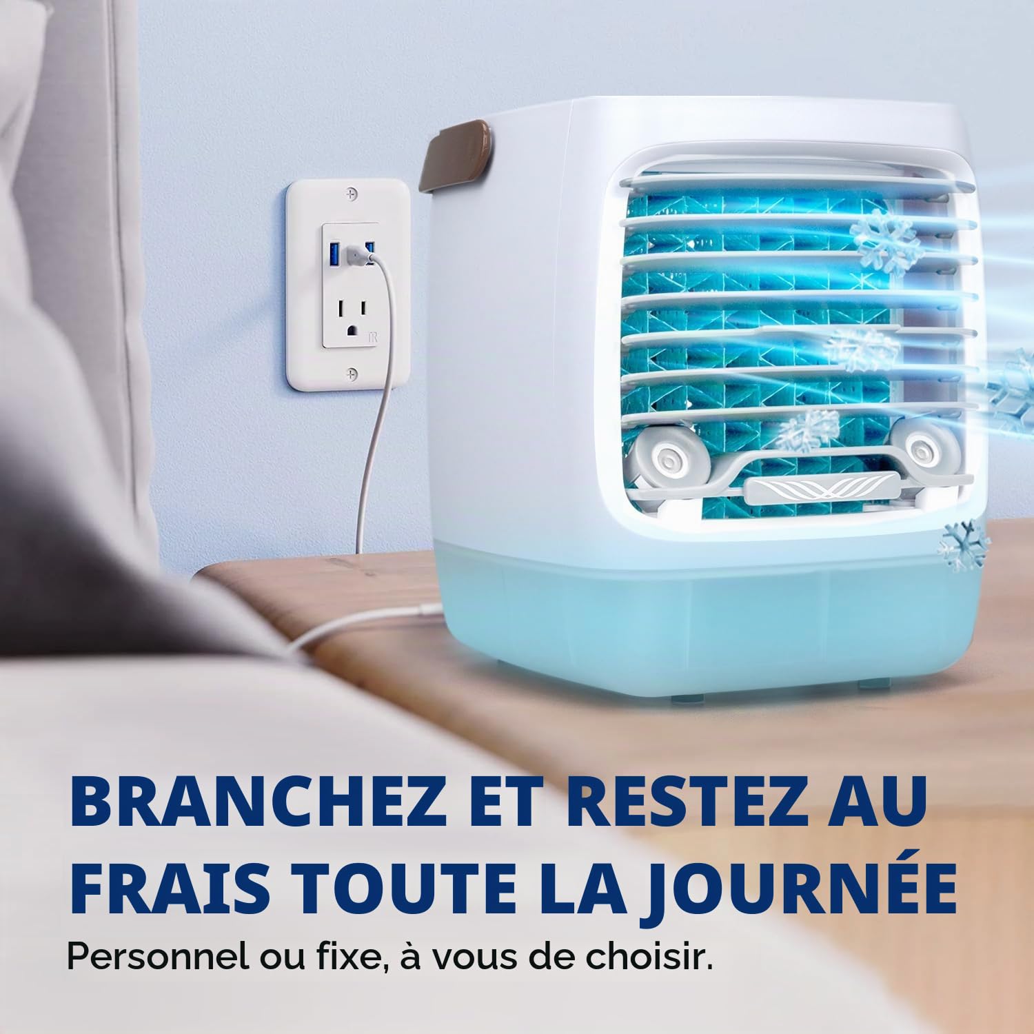 ChillWell Refroidisseur d'air par évaporation 2.0 pour pièce – Mini refroidisseur de marais portable à 4 vitesses avec humidificateur | Unité de refroidissement personnelle intérieure dans la chambre,