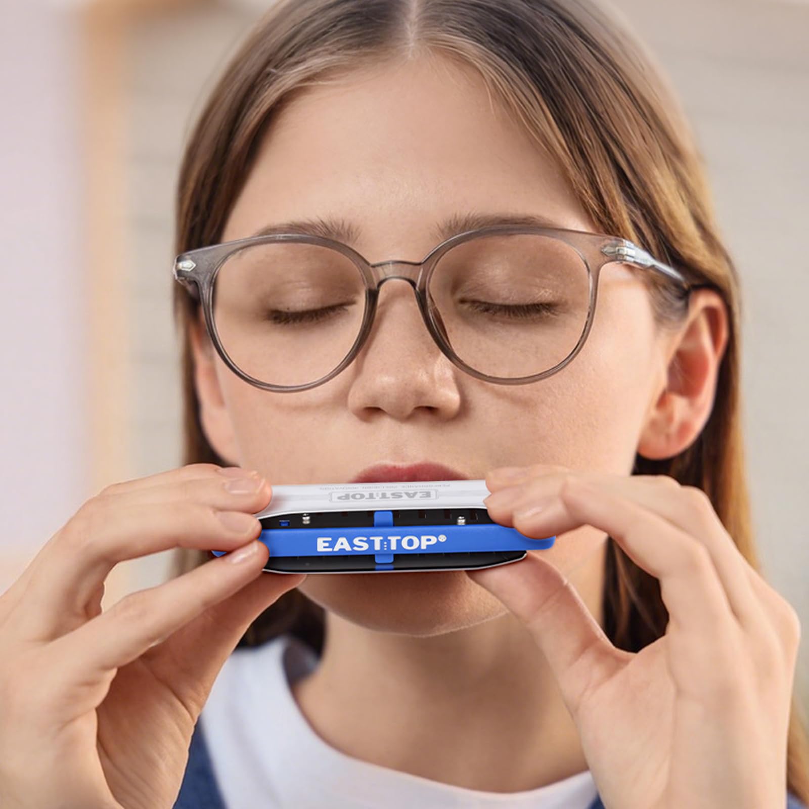 East top Armonica Blues Aggiornata in chiave di Do, Organo a Bocca Professionale 10 Fori 20 Toni T009 2.0 Shonrry Armonica Diatonica per Suonatori di Tutti i Livelli, BLU