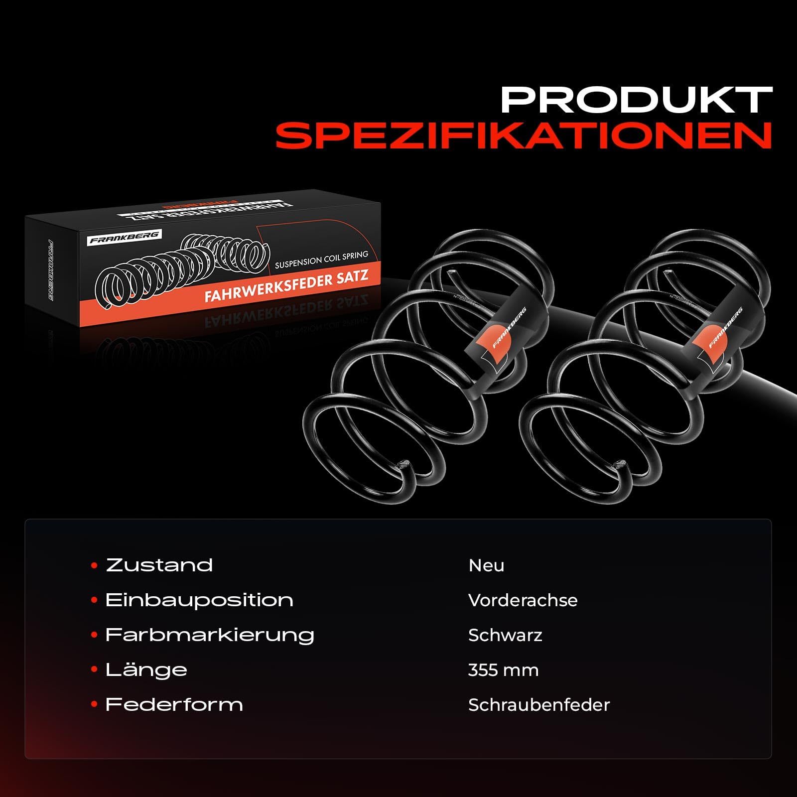 Frankberg 2x Federn Fahrwerksfeder Vorderachse Kompatibel mit Corsa D S07 Kasten Schrägheck 1.0L-1.4L 2006-2014 Replace# 93188964