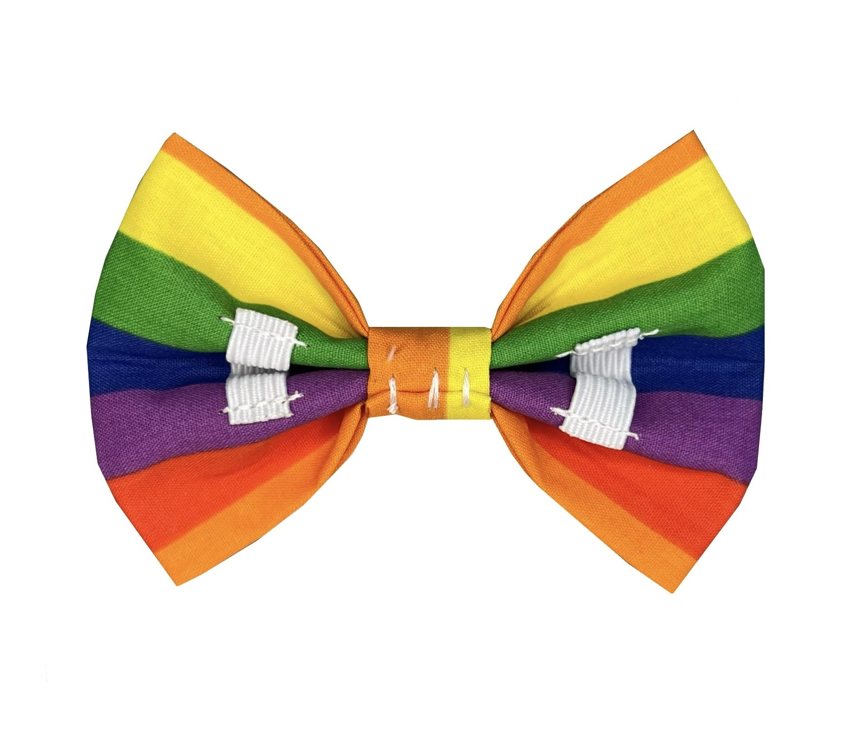 New Dogs Bow Tie Rainbow Lgbt Stripes Elastic Band attach COLLAR ACCESSORY Handmade UK (Small), Multicolor - Image 2