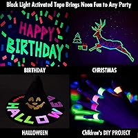 Vista 5 de Whaline Cinta de tela Gaffer de neón de 6 colores, cinta fluorescente de luz negra UV para fiestas UV (0.6 pulgadas x 16.5 pies)