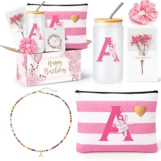 Birthday Gifts for Teen Girls, Monogrammed Initial Gifts for Teen Girls Birthday Christmas, Gift Basket for Women Teenager Girl Friend Bestie Sister, Teenager Girl Gift Personalized Glass Cup A