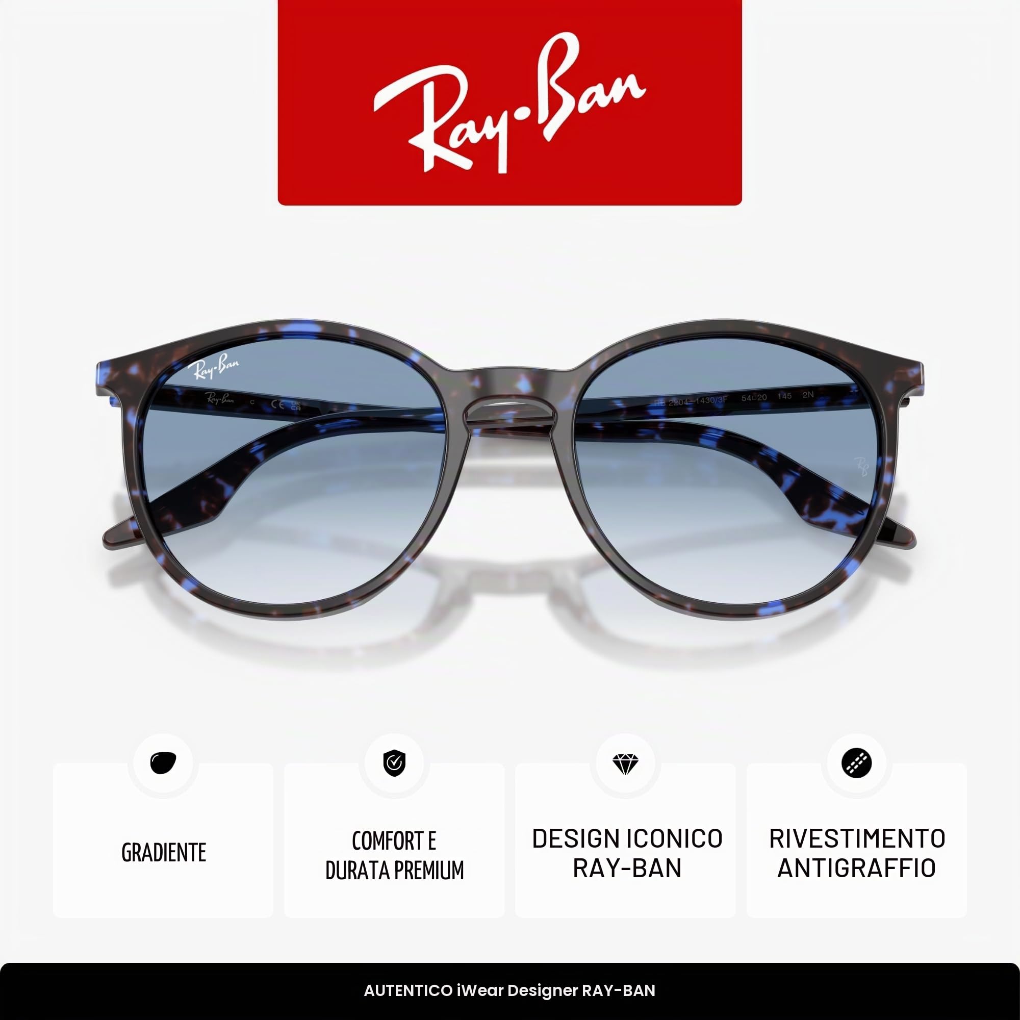 Ray-Ban Rb2204, Occhiali Unisex-Adulto