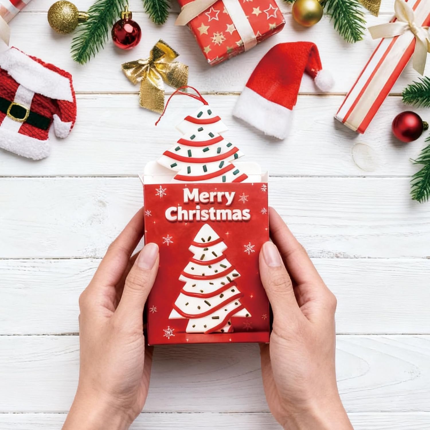 Christmas Tree Cake Ornament, Funny Christmas Tree Shaped Hanging Ornaments Gifts with a Dessert Cake Design - Image 4