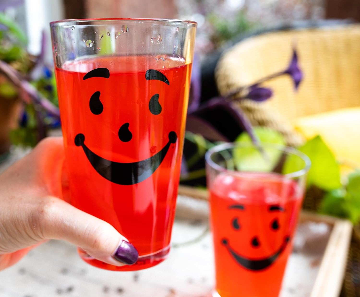 Toynk Kool-Aid Man 16-Ounce Pint Glasses, Set of 2 | Large Drinking Cup Glassware For Water, Juice, Iced Tea, Cocktails | Home & Kitchen Essentials, Nostalgic Gifts
