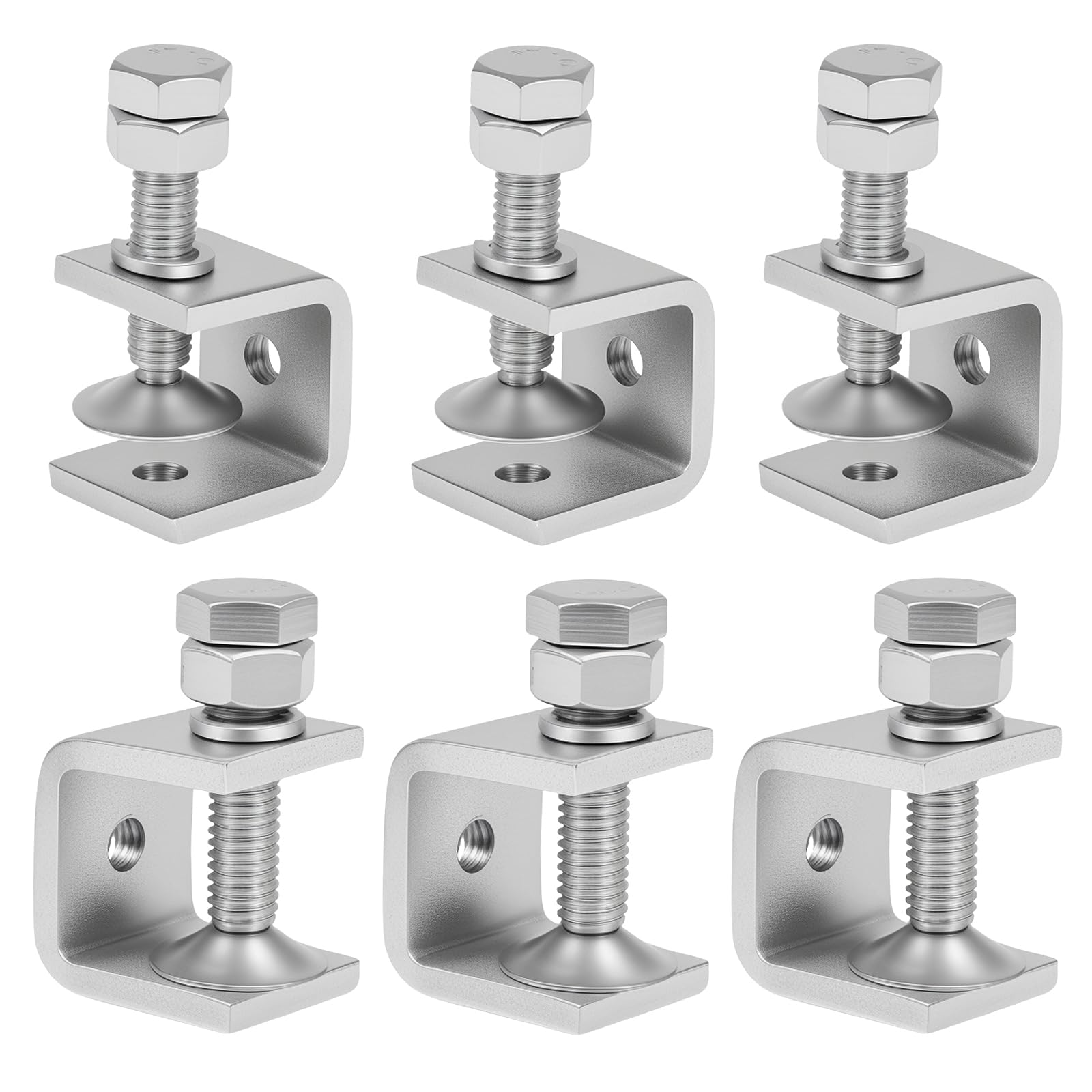 Photo 1 of 304 Stainless Steel C Clamps Mini 0.8 Inch for Mounting, Heavy Duty Metal U Clamps for Metal Working, Small Desk Clamp with Stable Wide Jaw Opening & Protective Pads/I-Beam Design(6Pcs)