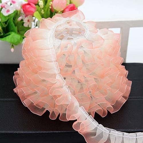 Miniatura 7 de 5 yardas de gasa de tul de encaje de tela de encaje con degradado plisado de encaje, vestido de fiesta de boda, cinta decorativa, manualidades de