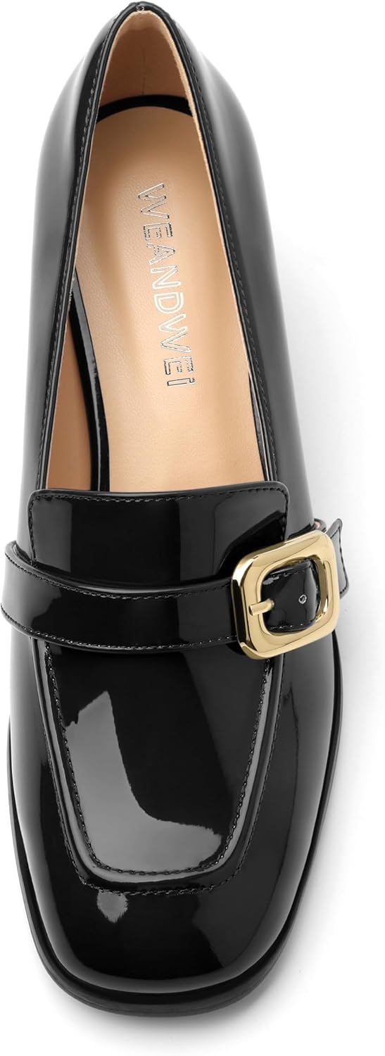 Women's Closed - Toe Loafers with Chunky Heel, All - Weather Solid Dress Pumps for Work and Daily Wear - Image 3