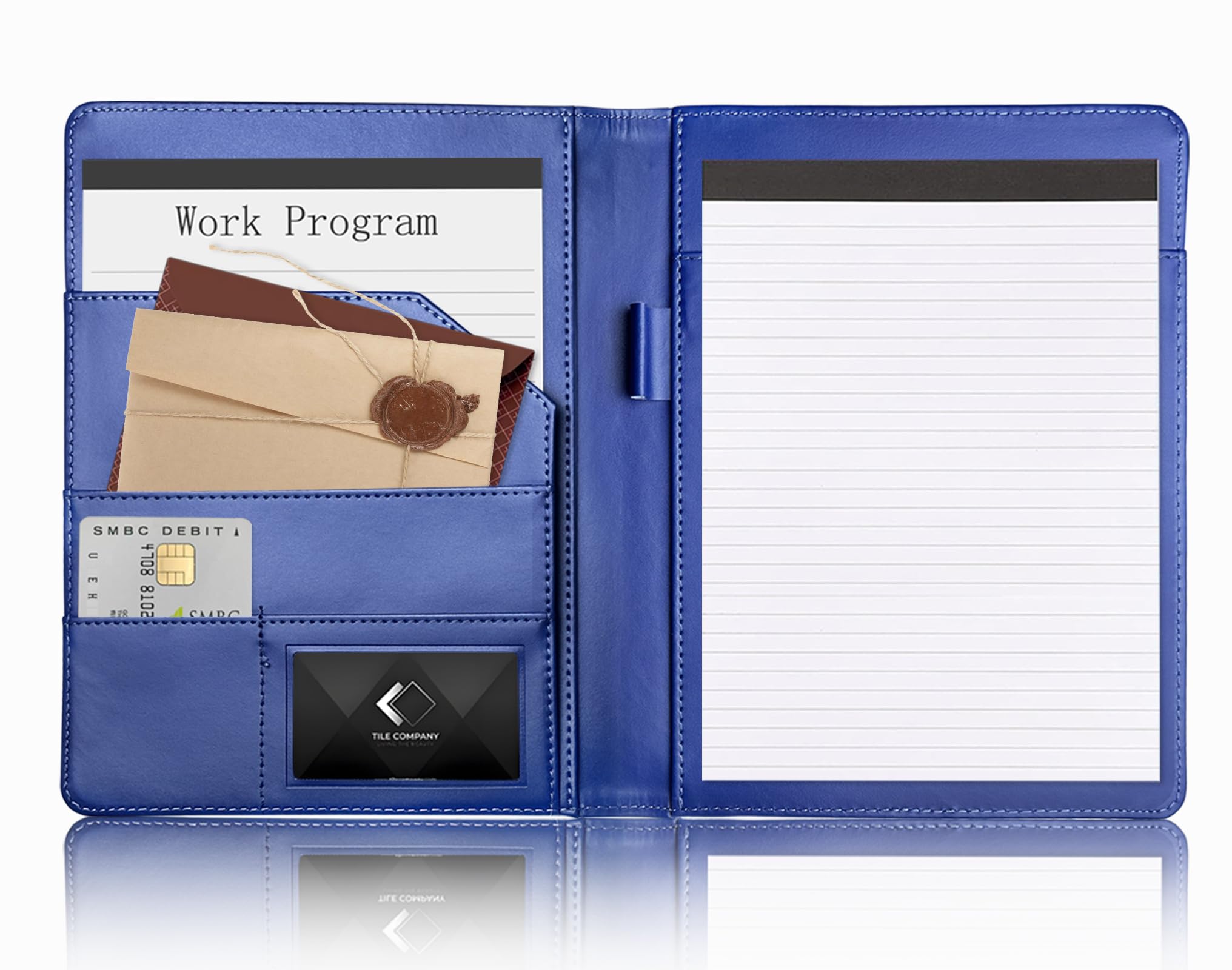 Portfolio A5 Dossier de conférence, Bloc-notes Padfolio en cuir souple 5 x 8 Mini classeur d'affaires bloc-notes légal Taille junior Organiseur de documents pour présentation Cadeau Enfant Hommes