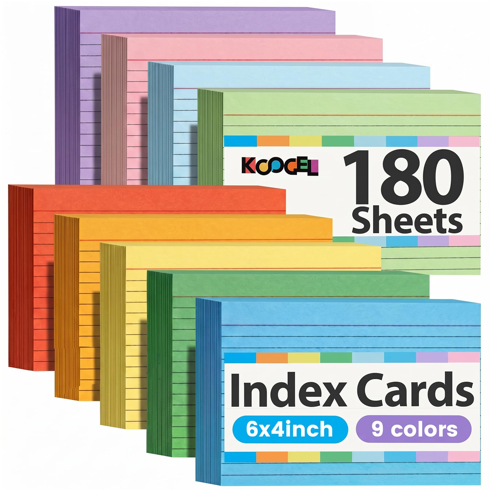 Amazon | Koogel インデックスカード 4x6インチ 180枚 色付き大型