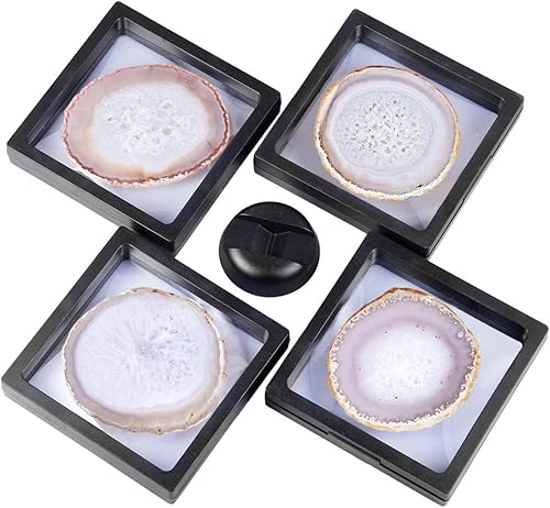 Miniatura 3 de rockcloud Soporte de exhibición de ágata con marco flotante 3D con soportes para monedas de desafío, medallones, estuche de exhibición de muestras