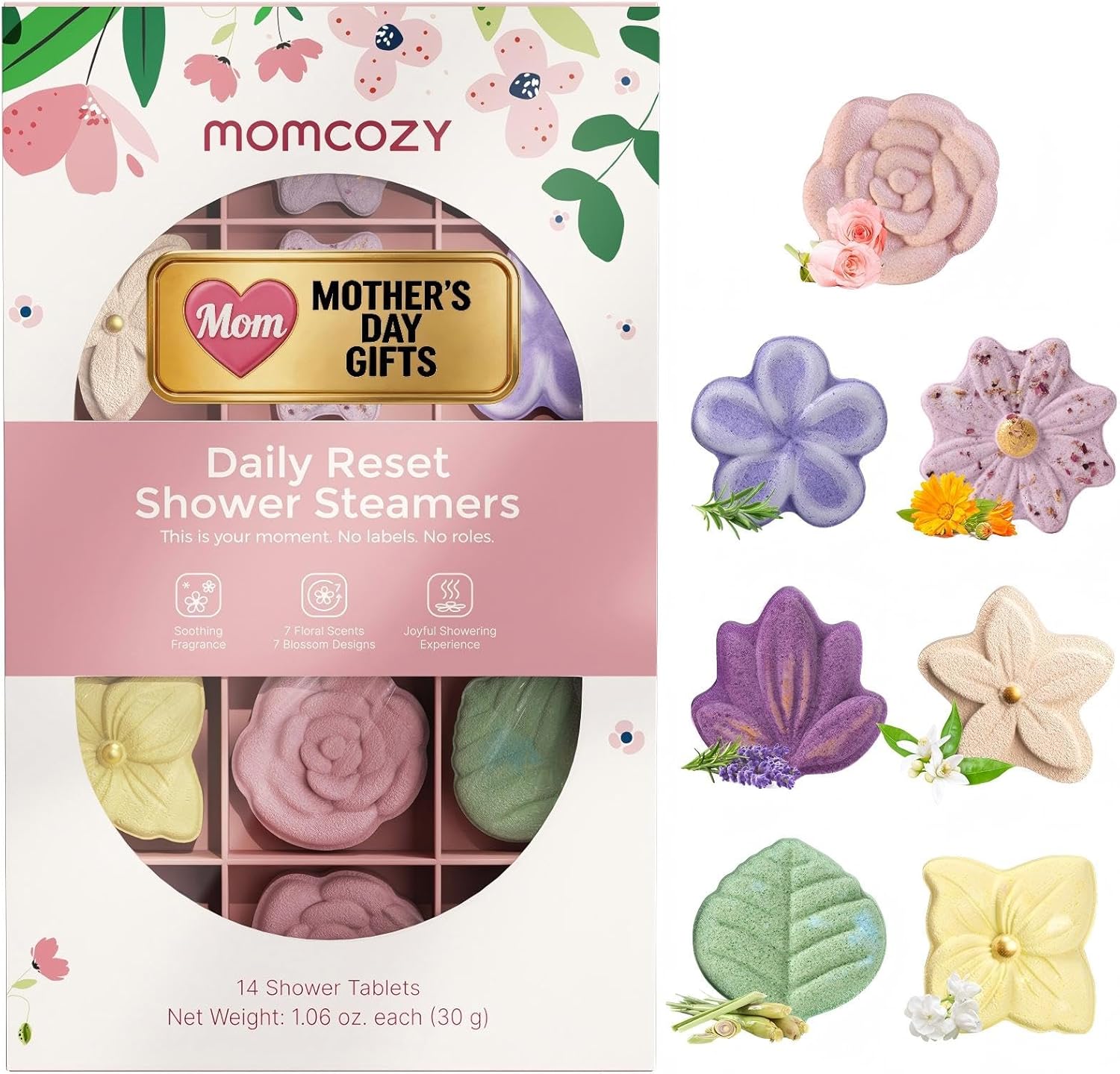 Momcozy 14-Pack Shower Steamers with 7 Floral Scents, Mothers Day Gifts, Self Care for Women, Wife, Girlfriend & Mom, Bridal Shower, At-Home Spa Aromatherapy for Daily Showers, Stress Relief
