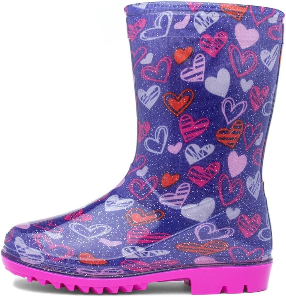 Shoe Zone - Sunny Girls Purple Love Hearts Welly - Size 12 Child UK - Purple