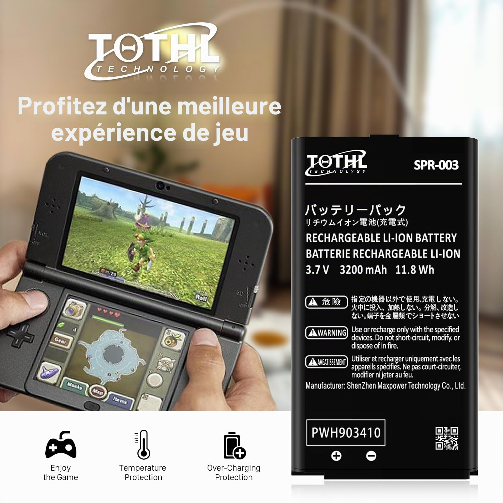SPR-003 Batterie Li-ion 2024 de rechange ultra haute capacité pour Nintendo 3DS XL New 3DS XL LL console de jeu Switch avec kit d'outils de réparation