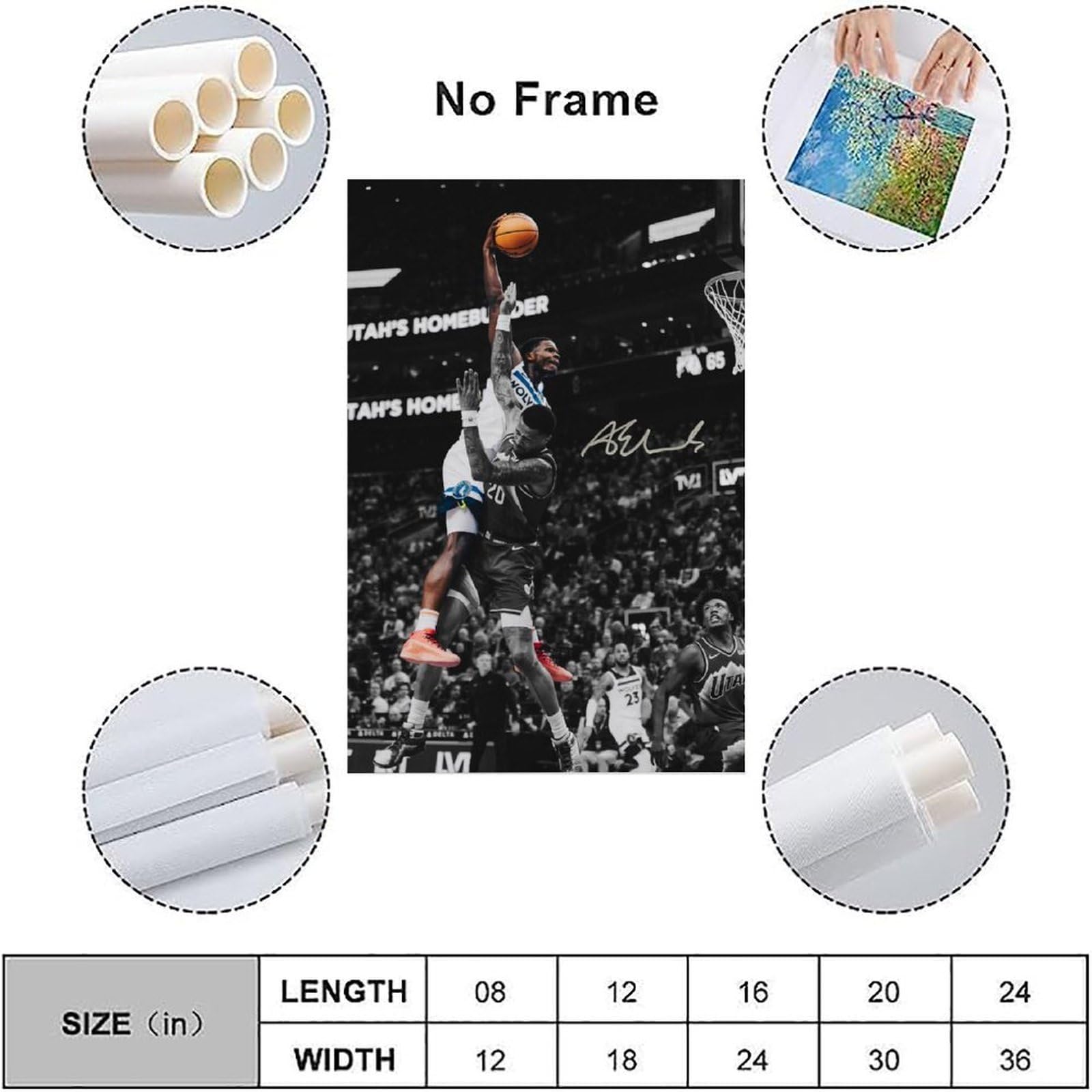 Poster Toile Anthony Edwards « Dunking On John Collins » – Poster Basket NBA Géant Sans Cadre Ou Encadré 30x45 Cm