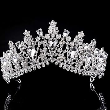 Barode Bride Wedding Crowns and Tiaras Rhinestone Bridal Queen Crowns Crystal Wedding Hair Accessories Jewelry for Women and Girls (Silver)