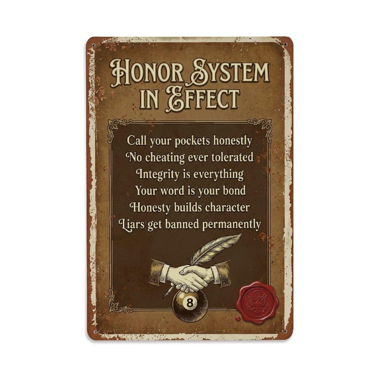 Call Your Pockets Honestly Recreation Space Metal Tin Sign