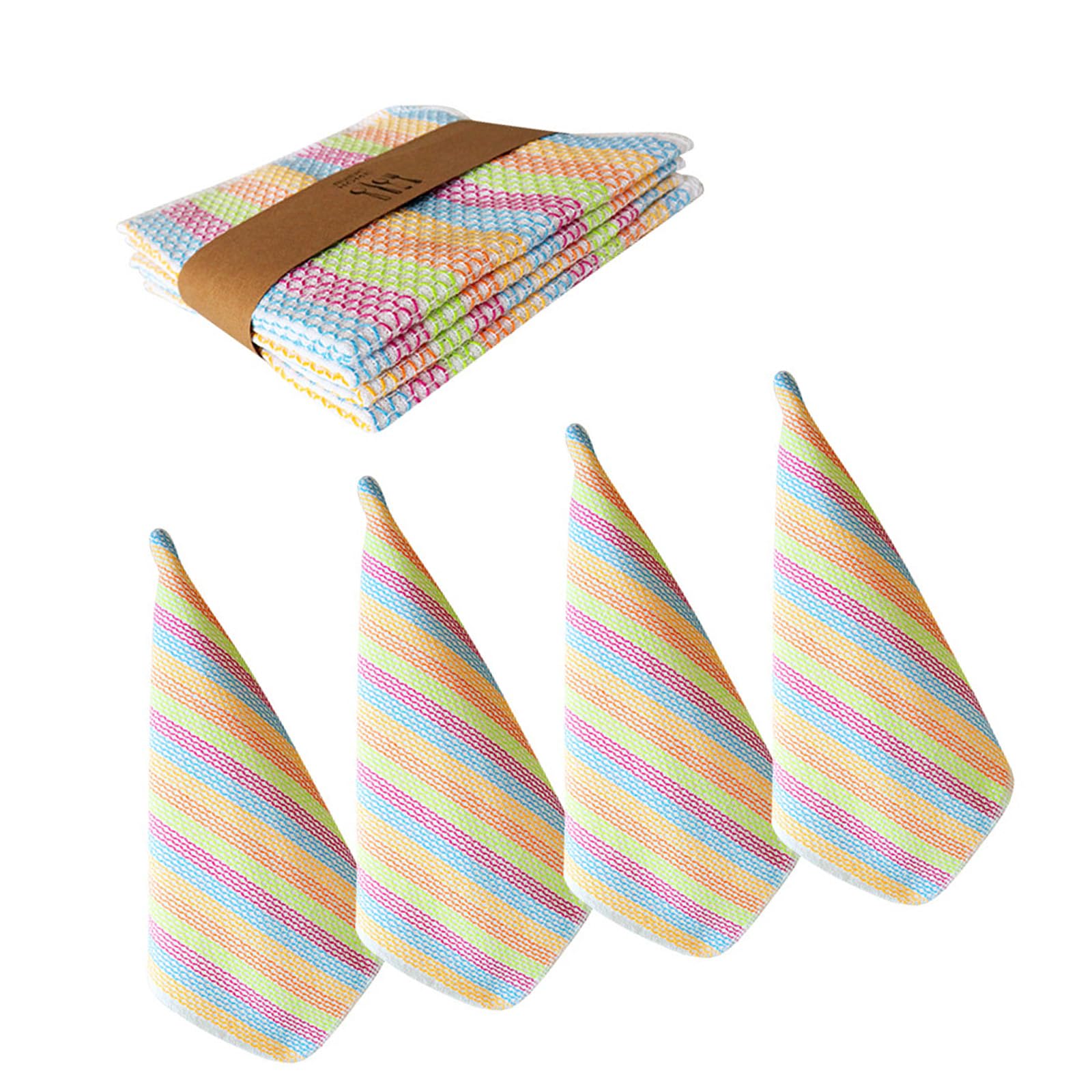yanwuwa Of 4 Cotton Cloths for Kitchens Absorbent Fast Drying Cleaning Towels Multipurpose for Dishes Countertops Bathroom Cotton Kitchens Towels