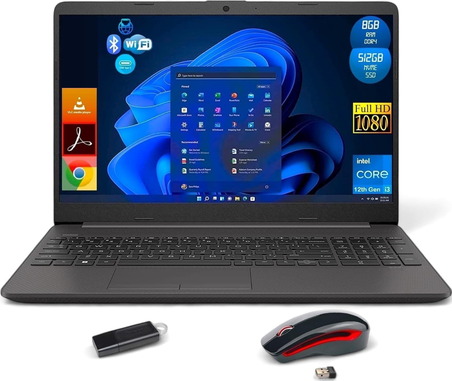 HP Notebook 250 G9, laptopscherm 15,6 inch Full HD, Intel Core i3