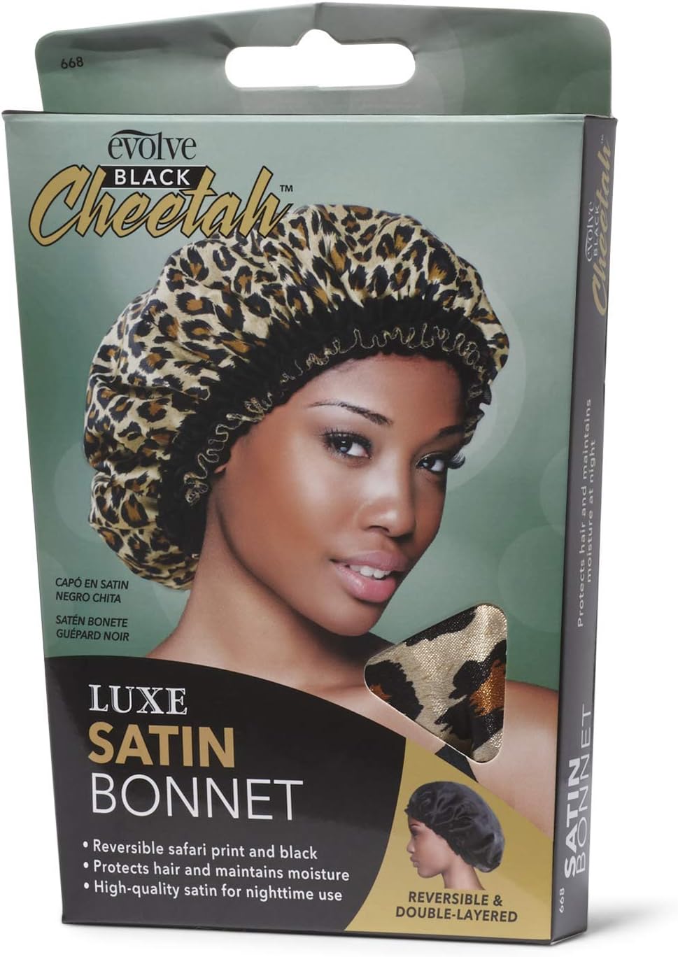 Satin Black Cheetah Bonnet
