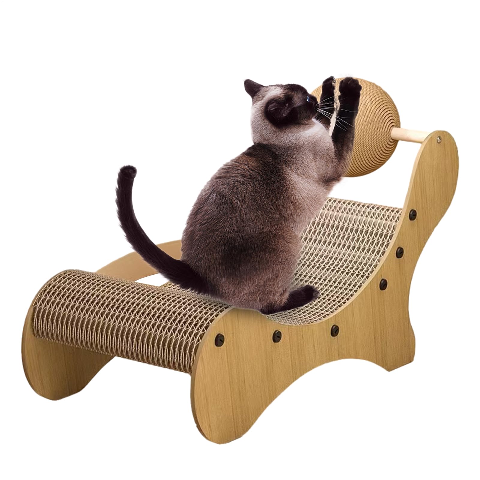 Planche à griffes pour chat avec boule de sisal rotative pour sol et maison