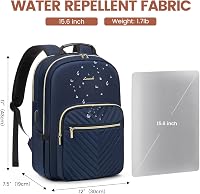 LOVEVOOK Vízálló Laptop Hátizsák 15.6" Külön Rekesszel, USB Töltőporttal - Iskolai, Utazási, Munkába Járó Női Táska Kék Színben 3
