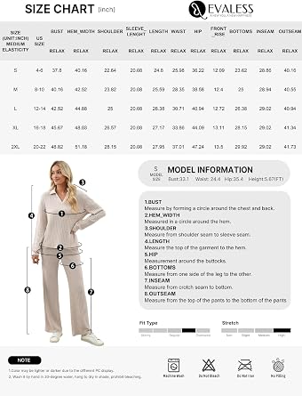 EVALESS Womens Pajama Sets Long Sleeve Sleepwear Matching Drawstring Elastic Pj Pants Ribbed Knit 2 Piece Lounge Set